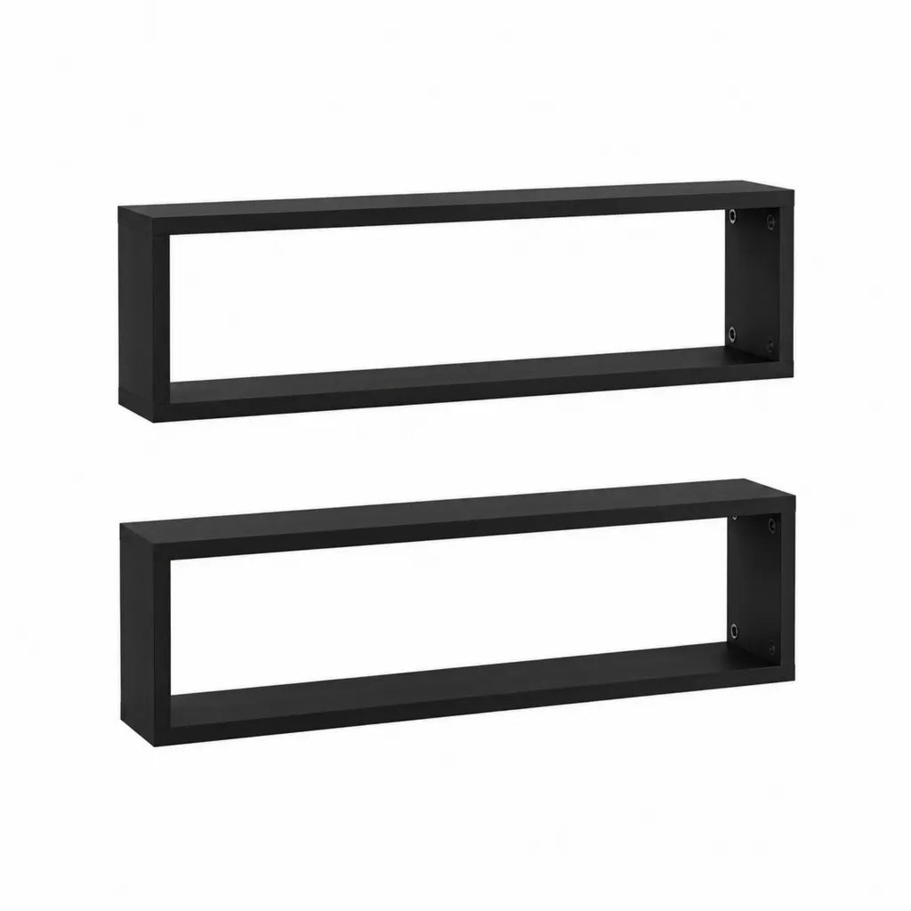 2er Set Wandregal Rechteckig 60 x 20 x 10 cm MDF Schwarz