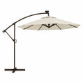 Ampelschirm Ø 300 cm Polyester Stahl achteckig Creme Dunkelbraun