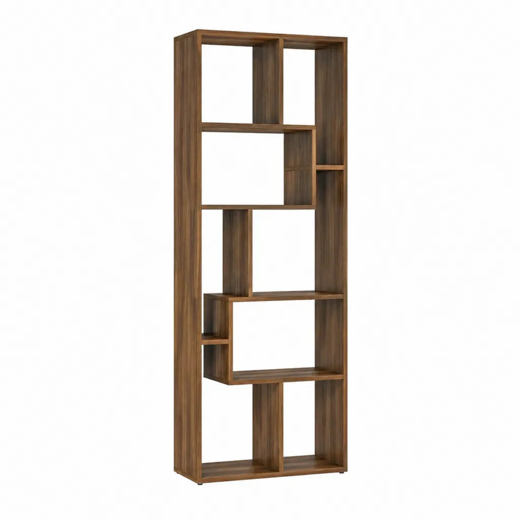 Bücherregal aus MDF mit Walnussfurnier in rechteckiger Form Braun 60 x 30 x 180 cm