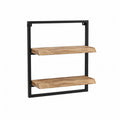 Wandregal mit 2 Ablagen aus massivem Mangoholz und Stahl rechteckig Schwarz Natur 60 x 20 x 60 cm