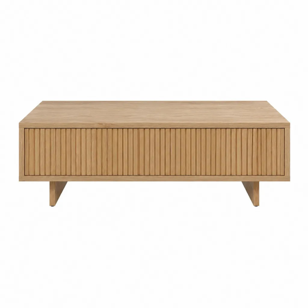 Couchtisch mit Stauraum 100 x 50 x 40 cm MDF mit Eichenfurnier rechteckig Natur