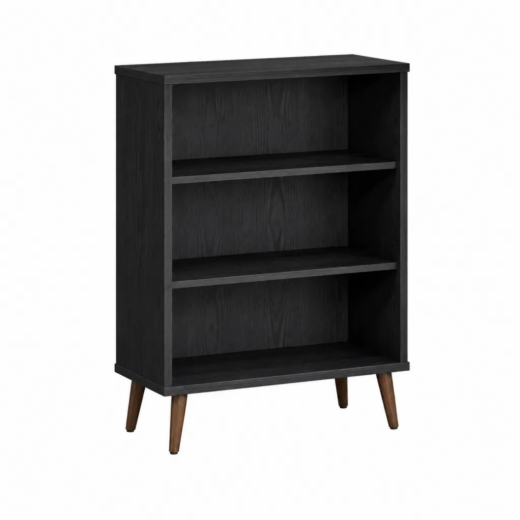 Bücherregal Standregal 80 x 30 x 110 cm MDF rechteckig Schwarz Braun