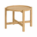 Couchtisch rund aus massivem Eichenholz Natur Durchmesser 60 cm Höhe 50 cm