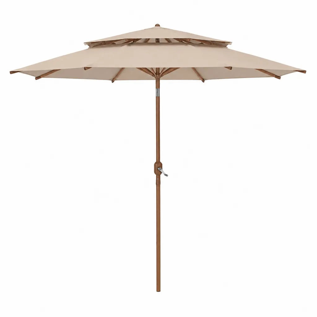 Gartensonnenschirm mit Kurbel 300 cm Polyester achteckig Beige