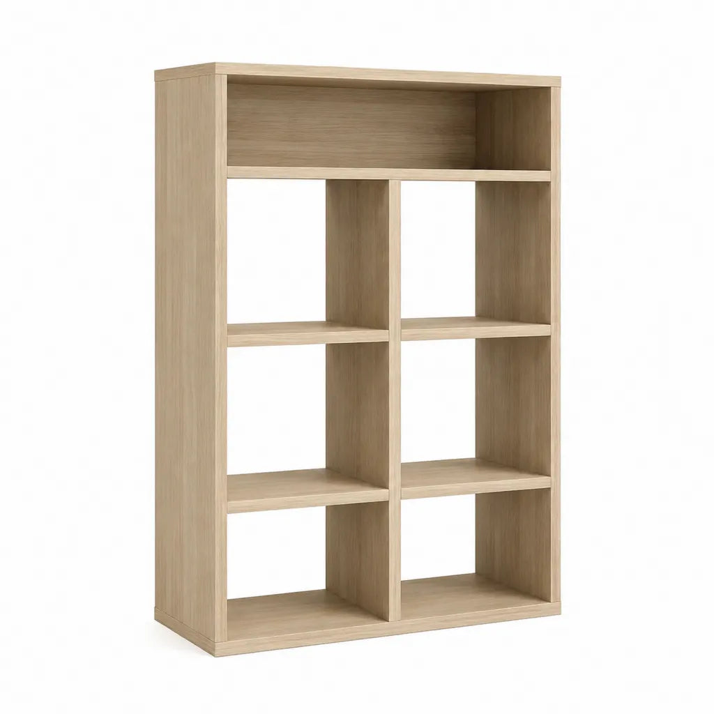 Bücherregal mit 7 offenen Fächern aus melaminharzbeschichteter Spanplatte in Eichenoptik 80 x 30 x 160 cm rechteckig Natur